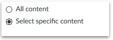 All content or Select specific content options