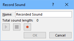 Microsoft PowerPoint Record Audio Panel